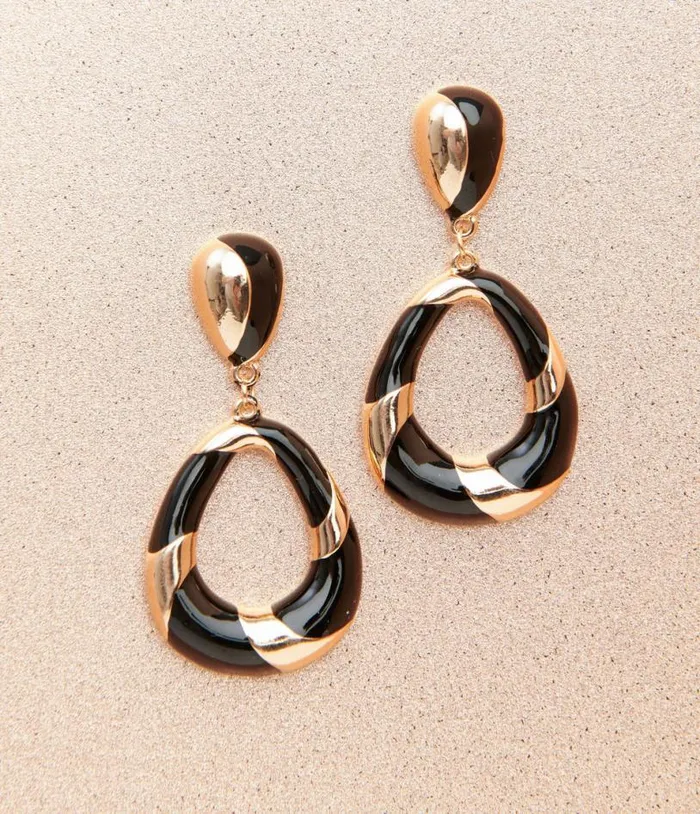1920s Deco Black and Gold Swirl Drop Earrings Accessories Unique Vintage Earrings 1920s Deco Black and Gold Swirl Drop Earrings Accessories Unique Vintage Earrings
