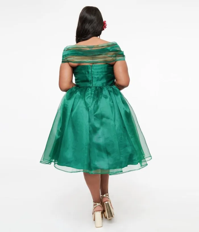 1940s Emerald and Roses Garden State Swing Dress Dresses Unique Vintage Swing