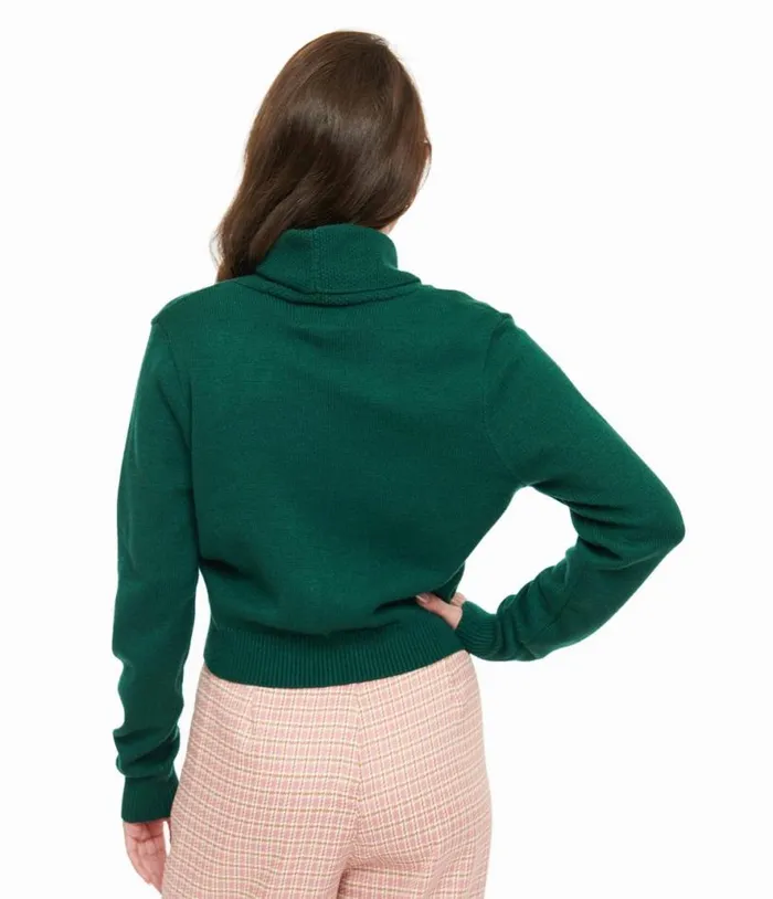 1950s Forest Green Cropped Cardigan Clothing Unique Vintage Sweaters and Cardigans