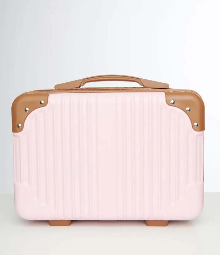 1950s Pink and Brown Suitcase Makeup Case Accessories Unique Vintage Beauty