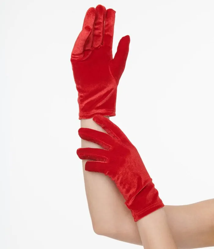 1950s Red Velvet Gloves Accessories Unique Vintage Gloves and Scarves