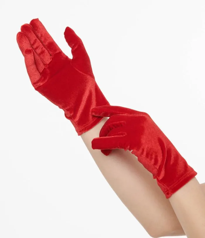 1950s Red Velvet Gloves Accessories Unique Vintage Gloves and Scarves