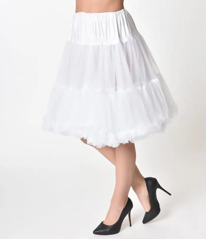 1950s White Retro Style Ruffled Petticoat Crinoline Accessories Unique Vintage Petticoats 1950s White Retro Style Ruffled Petticoat Crinoline Accessories Unique Vintage Petticoats