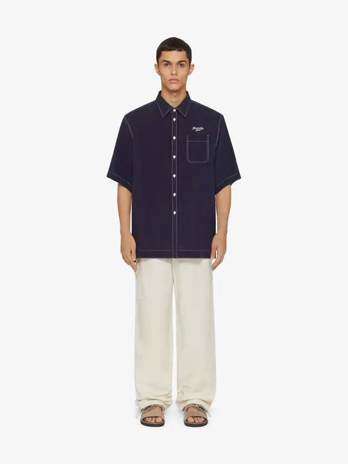1952 Shirt In Linen Navy Men Givenchy Shirts
