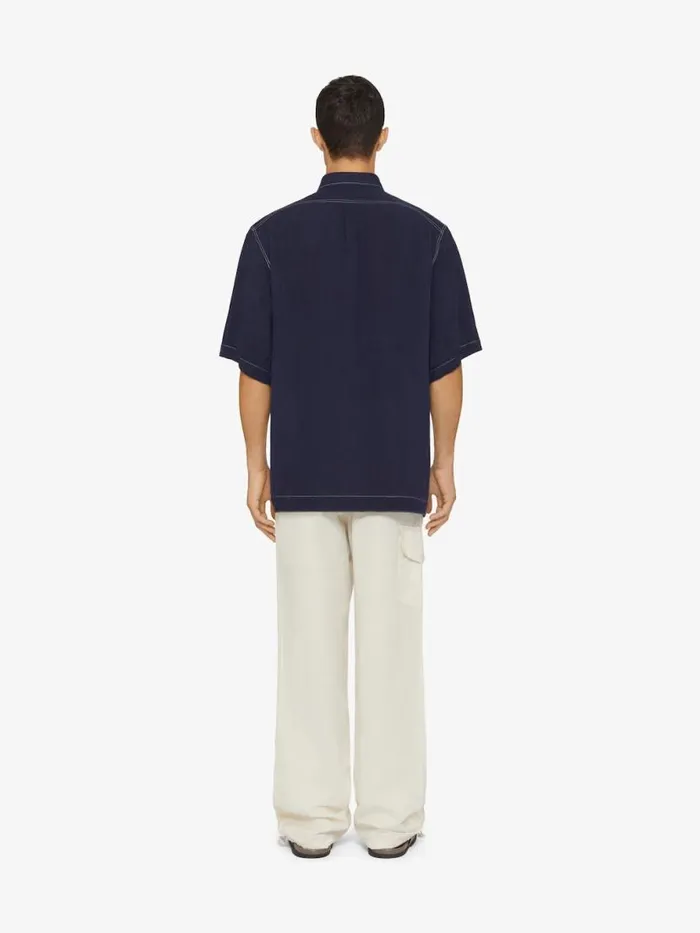 1952 Shirt In Linen Navy Men Givenchy Shirts