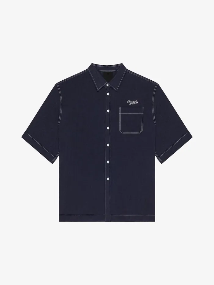 1952 Shirt In Linen Navy Men Givenchy Shirts