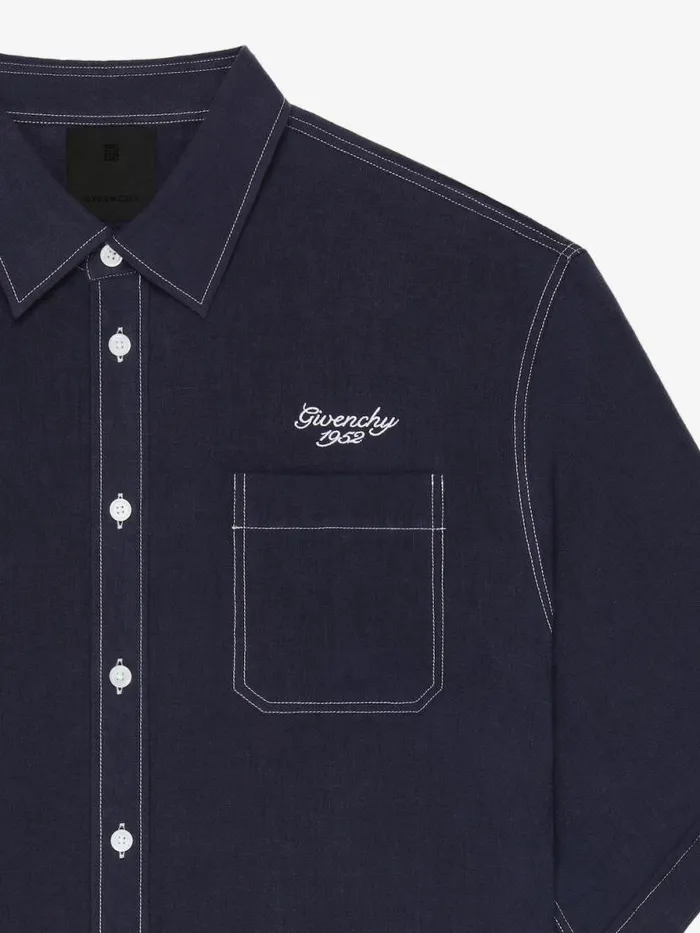1952 Shirt In Linen Navy Men Givenchy Shirts
