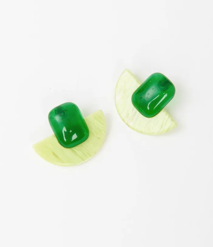 1960s Green Geometric Earrings Accessories Unique Vintage Earrings