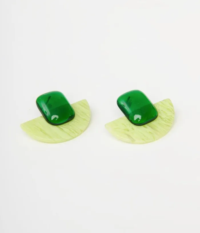 1960s Green Geometric Earrings Accessories Unique Vintage Earrings