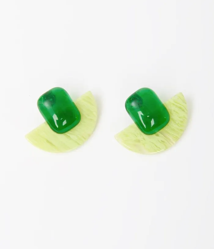1960s Green Geometric Earrings Accessories Unique Vintage Earrings