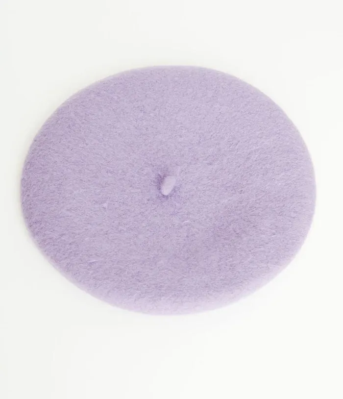 1960s Lavender Felt Beret Accessories Unique Vintage Berets