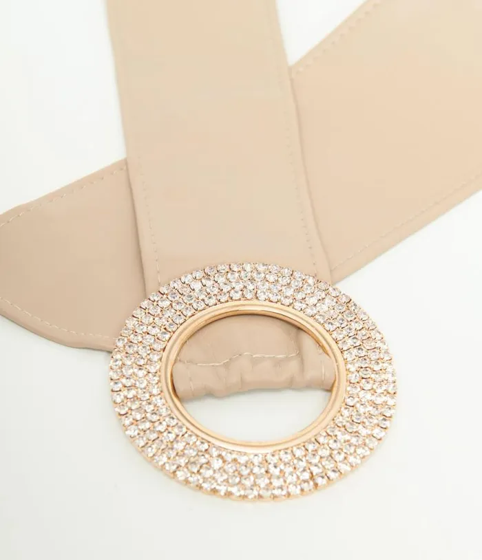 1960s Nude and Silver Rhinestone Buckle Belt Accessories Unique Vintage Belts