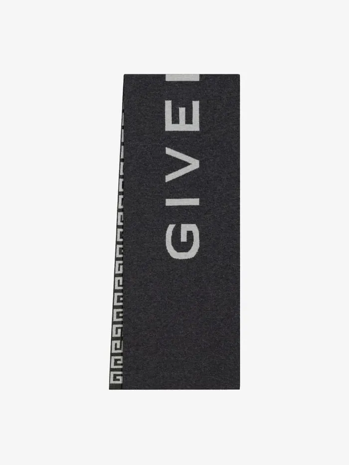 4g Double Sided Scarf In Wool And Cashmere Dark Grey Women Givenchy Scarves