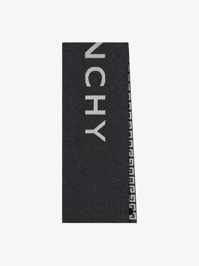 4g Double Sided Scarf In Wool And Cashmere Dark Grey Women Givenchy Scarves