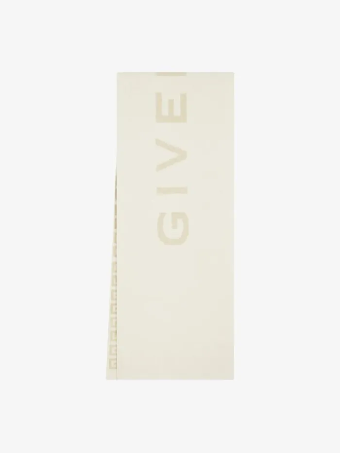 4g Double Sided Scarf In Wool And Cashmere Whiteecru Women Givenchy Scarves