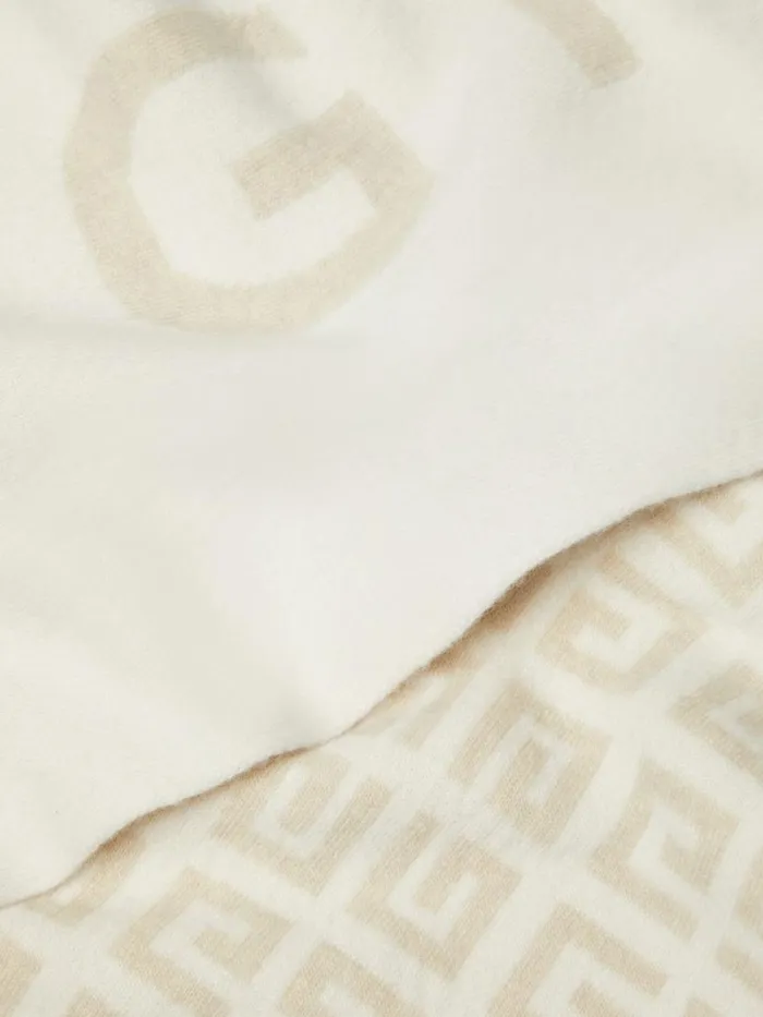 4g Double Sided Scarf In Wool And Cashmere Whiteecru Women Givenchy Scarves