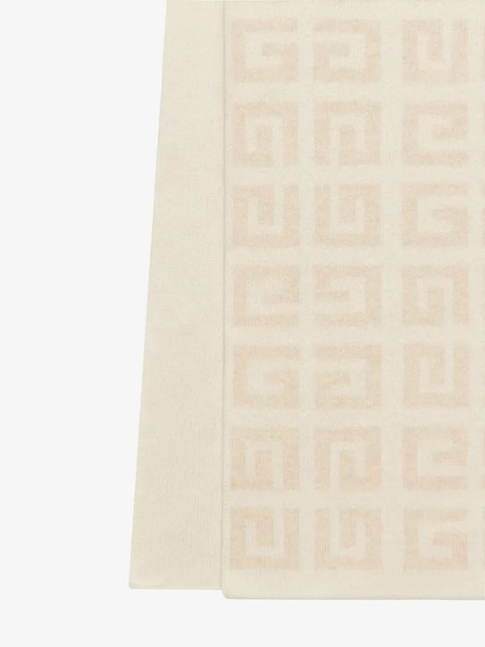 4g Double Sided Scarf In Wool And Cashmere Whiteecru Women Givenchy Scarves