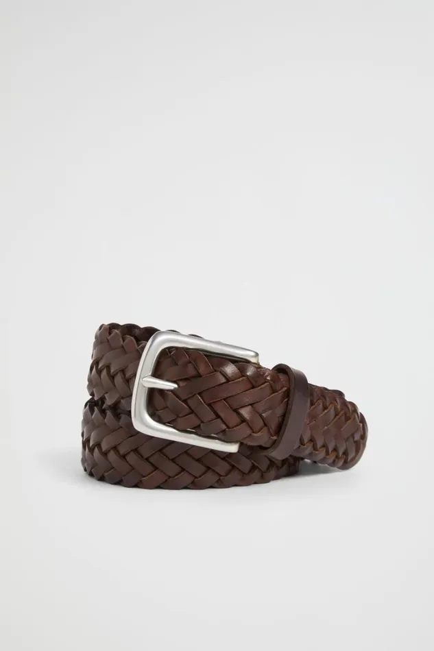 Accessories Man Seed Heritage Braided Leather Belt Chocolate