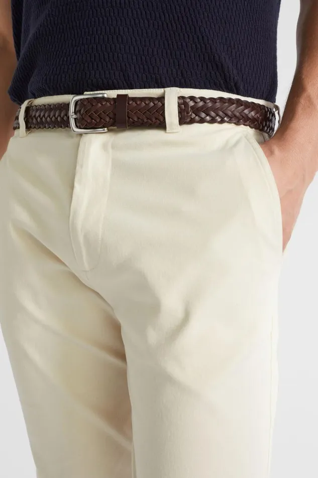 Accessories Man Seed Heritage Braided Leather Belt Chocolate