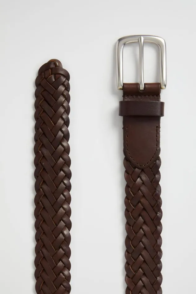 Accessories Man Seed Heritage Braided Leather Belt Chocolate
