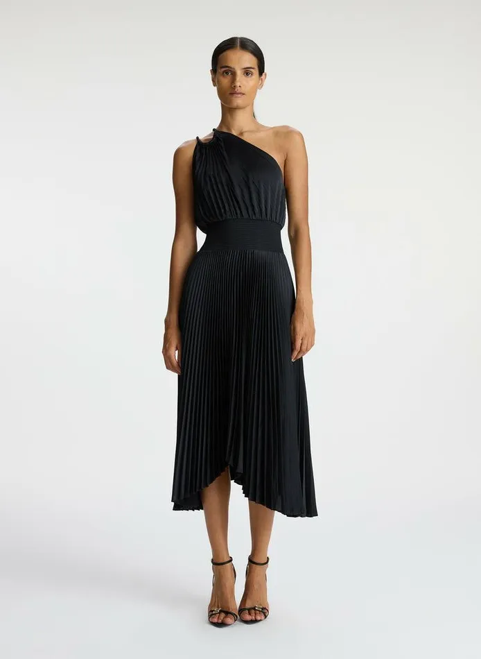 Accessories Women ALC Ruby Satin Pleated Dress Black
