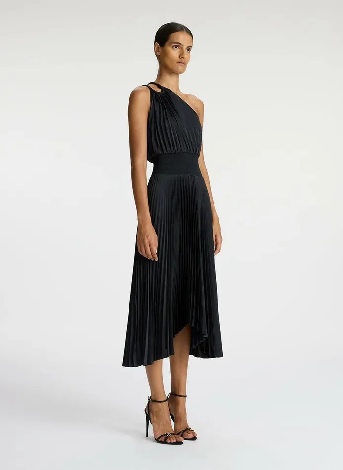 Accessories Women ALC Ruby Satin Pleated Dress Black Accessories Women ALC Ruby Satin Pleated Dress Black