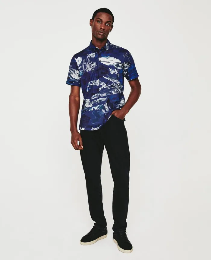 AG Jeans Bryce Polo Garden Camo Navy Multi Men Polos AG Jeans Bryce Polo Garden Camo Navy Multi Men Polos