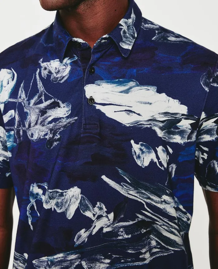 AG Jeans Bryce Polo Garden Camo Navy Multi Men Polos AG Jeans Bryce Polo Garden Camo Navy Multi Men Polos