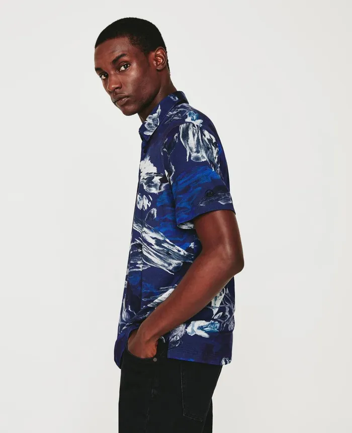 AG Jeans Bryce Polo Garden Camo Navy Multi Men Polos AG Jeans Bryce Polo Garden Camo Navy Multi Men Polos