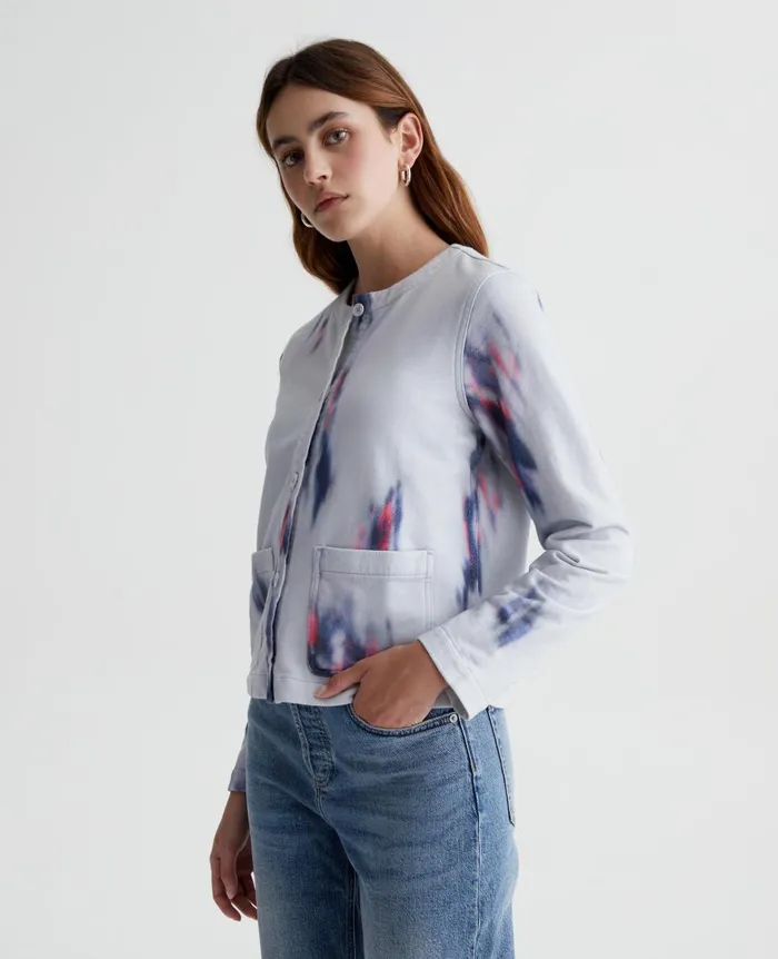 AG Jeans Jacquelyn Cardigan Ikat Brush Blue Multi Women Tops and Shirts