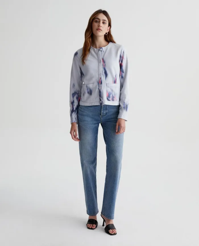 AG Jeans Jacquelyn Cardigan Ikat Brush Blue Multi Women Tops and Shirts AG Jeans Jacquelyn Cardigan Ikat Brush Blue Multi Women Tops and Shirts