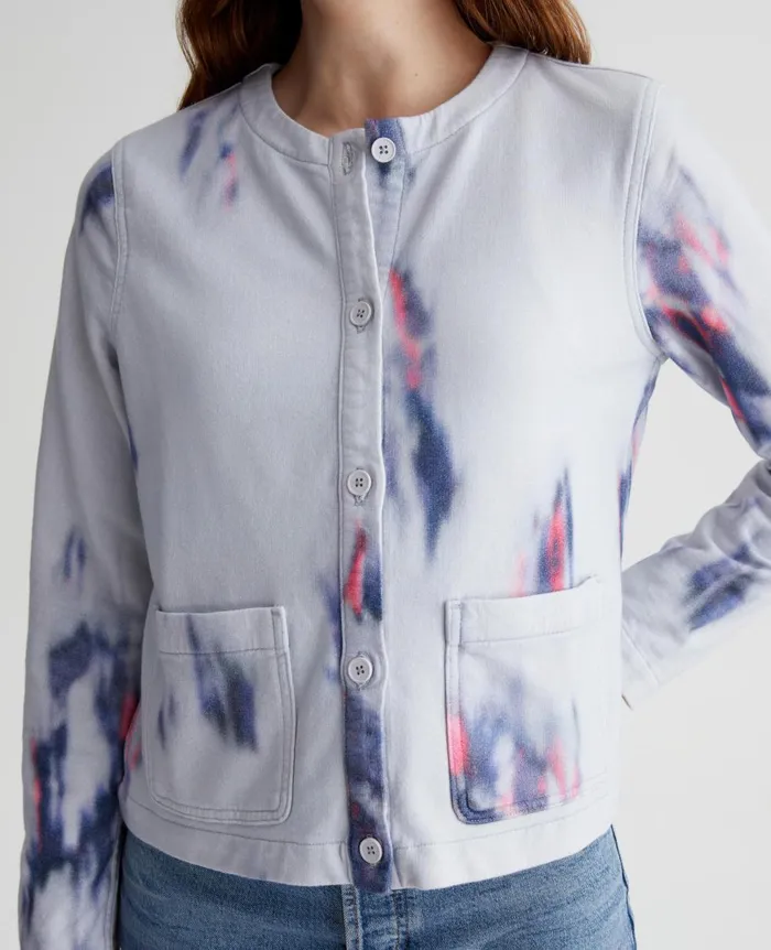 AG Jeans Jacquelyn Cardigan Ikat Brush Blue Multi Women Tops and Shirts AG Jeans Jacquelyn Cardigan Ikat Brush Blue Multi Women Tops and Shirts