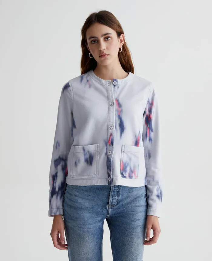 AG Jeans Jacquelyn Cardigan Ikat Brush Blue Multi Women Tops and Shirts AG Jeans Jacquelyn Cardigan Ikat Brush Blue Multi Women Tops and Shirts