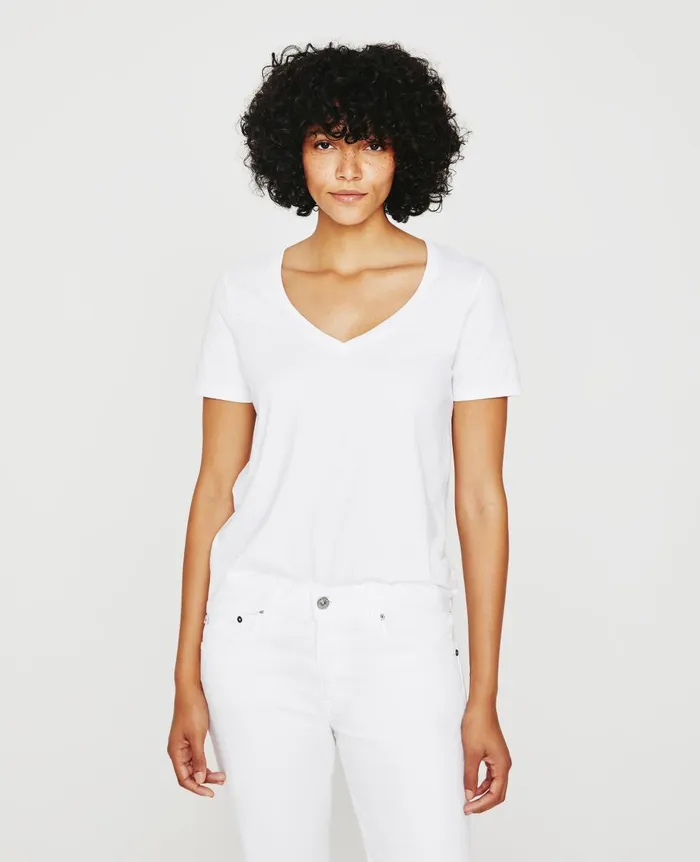 AG Jeans Jagger Vee True White Women Tees and Tanks