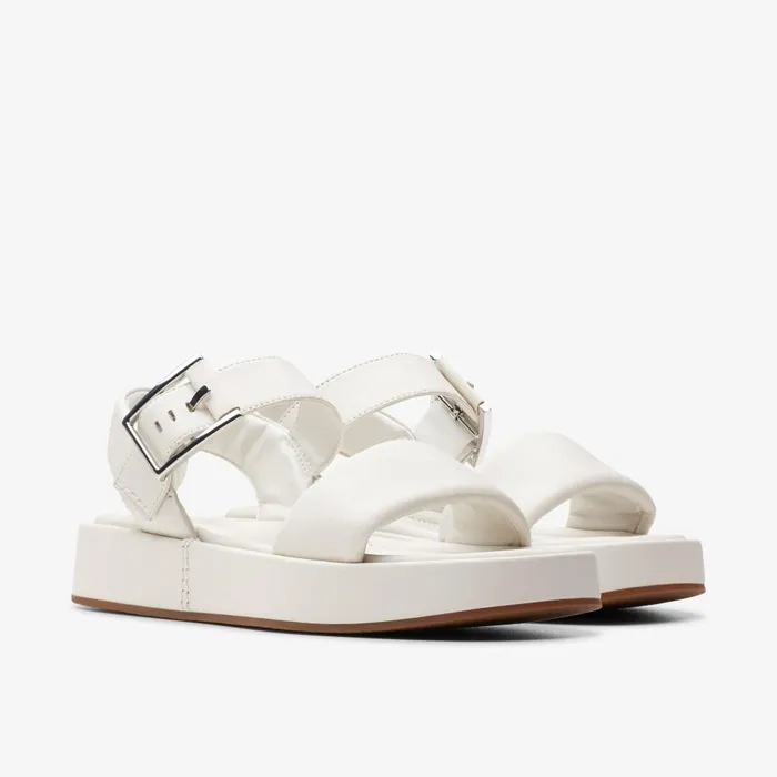 ALDA STRAP Off White Leather Women Clarks Platforms