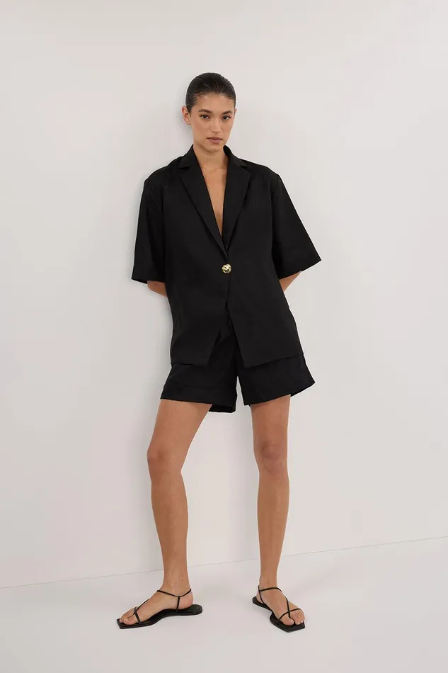 ALONDRA BLACK LINEN SHORT Women DISSH Shorts