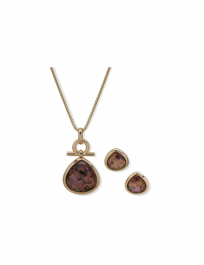 Anne Klein Abalone Teardrop Earring 038 Necklace Set Goldtone Women Watches 038 Jewelry Anne Klein Abalone Teardrop Earring 038 Necklace Set Goldtone Women Watches 038 Jewelry