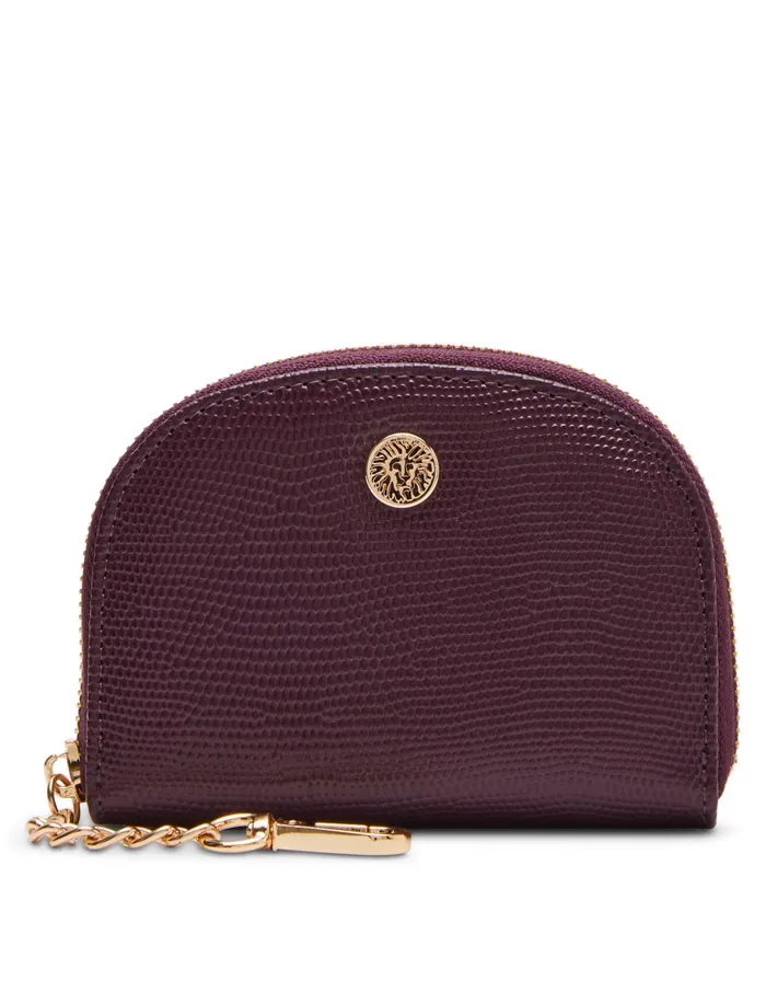 Anne Klein AK Curved Snake Card Case Cranberry Women Handbags