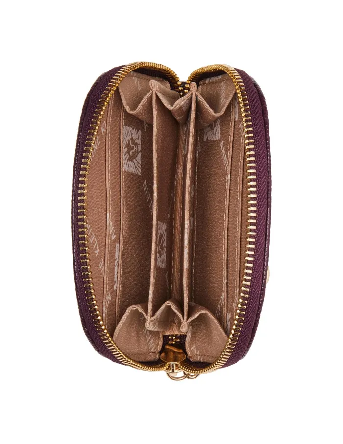 Anne Klein AK Curved Snake Card Case Cranberry Women Handbags