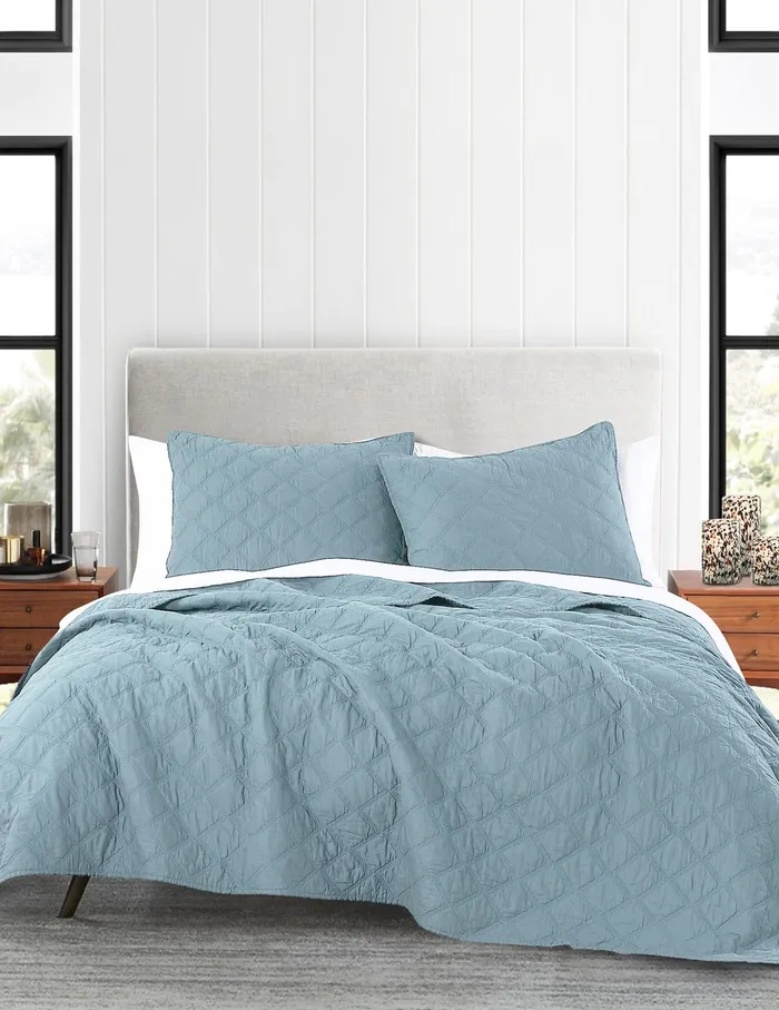 Anne Klein AK Diamond Quilt Set Lt Aqua Women Home