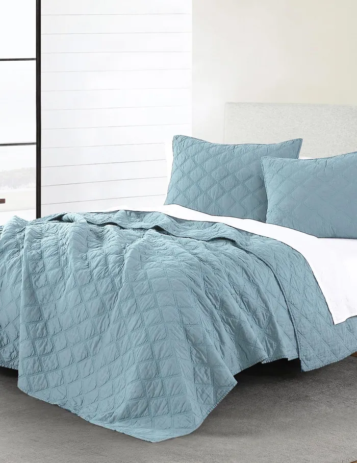 Anne Klein AK Diamond Quilt Set Lt Aqua Women Home Anne Klein AK Diamond Quilt Set Lt Aqua Women Home