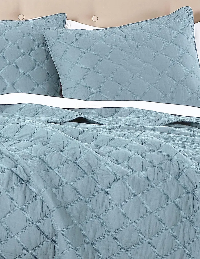 Anne Klein AK Diamond Quilt Set Lt Aqua Women Home Anne Klein AK Diamond Quilt Set Lt Aqua Women Home