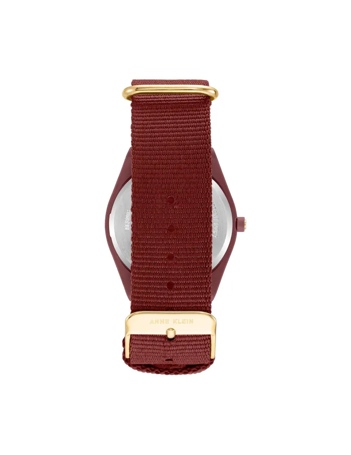 Anne Klein Consider It Solar Recycled Ocean Plastic Woven Strap Watch Goldtone Women Watches 038 Jewelry