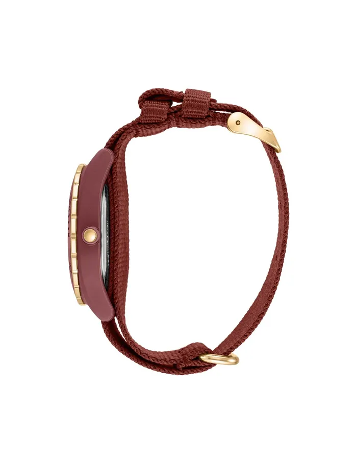 Anne Klein Consider It Solar Recycled Ocean Plastic Woven Strap Watch Goldtone Women Watches 038 Jewelry