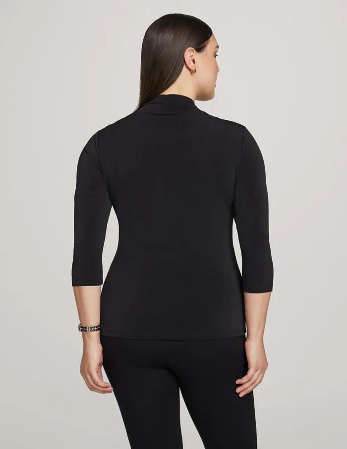 Anne Klein Crepe Twist Neck Top With Keyhole Anne Black Women Clothing
