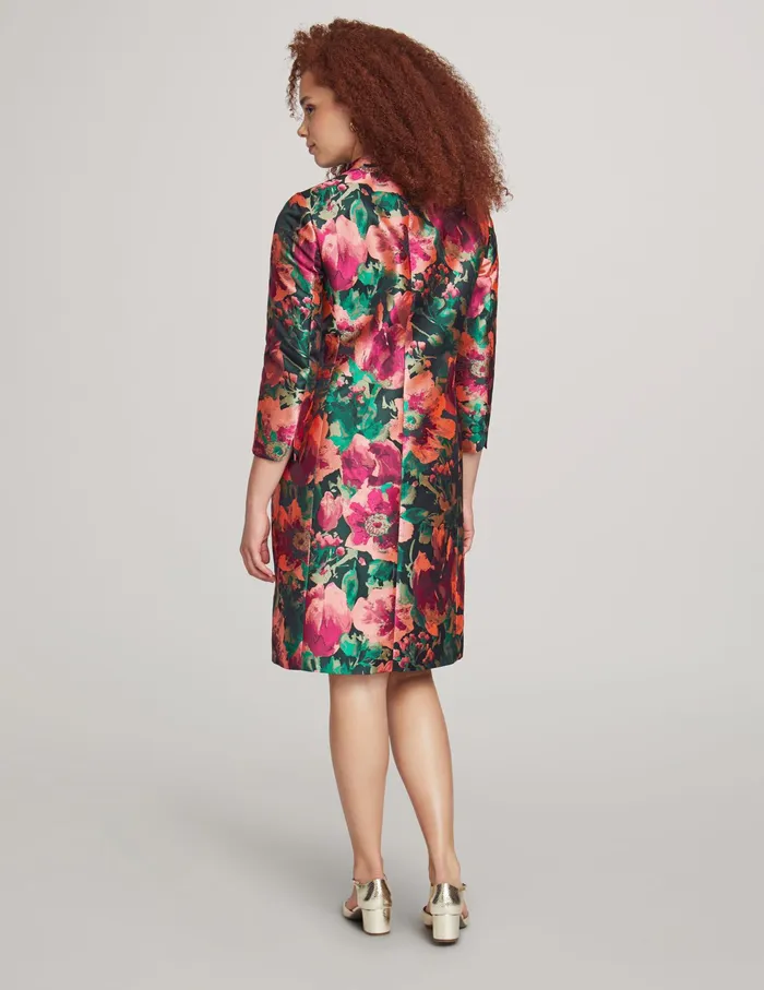 Anne Klein Jacquard Kissing Coat Amaranth Multi Women Clothing