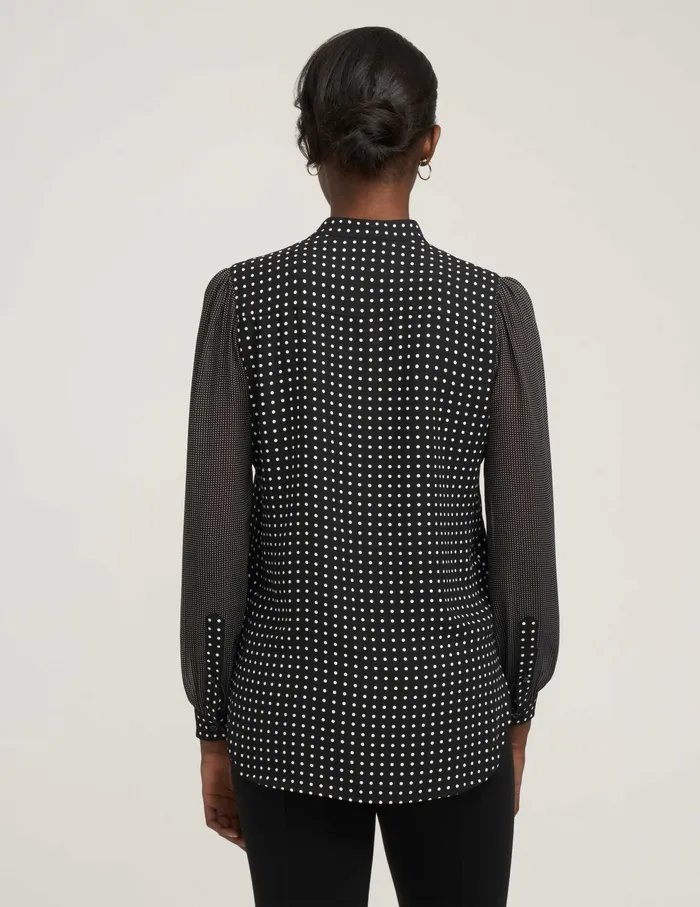 Anne Klein Long Sheer Sleeve Poet Blouse Black Women Clothing