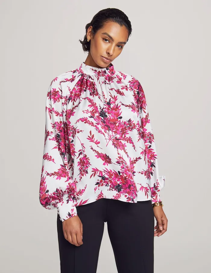Anne Klein Long Sleeve Raglan Mock Neck Blouse Anne White Women Clothing