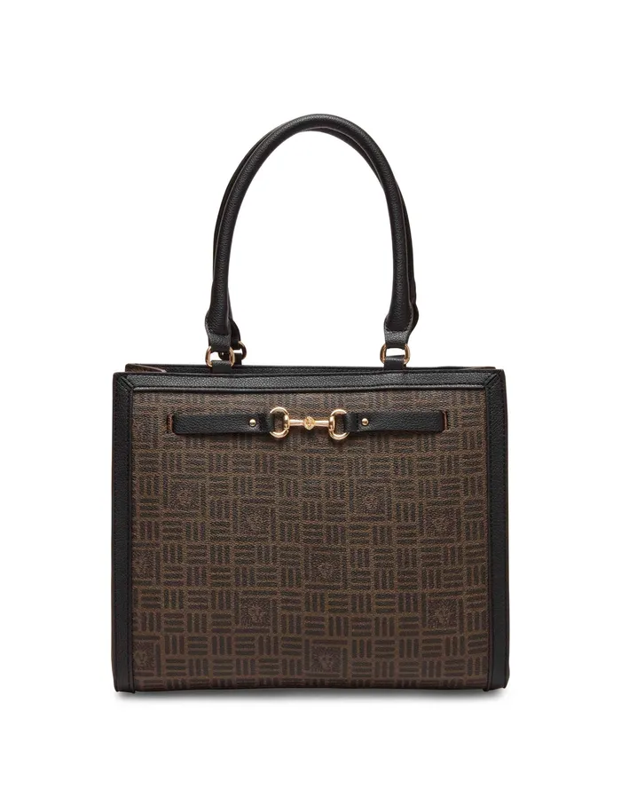 Anne Klein Medium Tile Lion Logo Shopper Tote With Horsebit Milk Chocolate Dark Chocolate Women Handbags