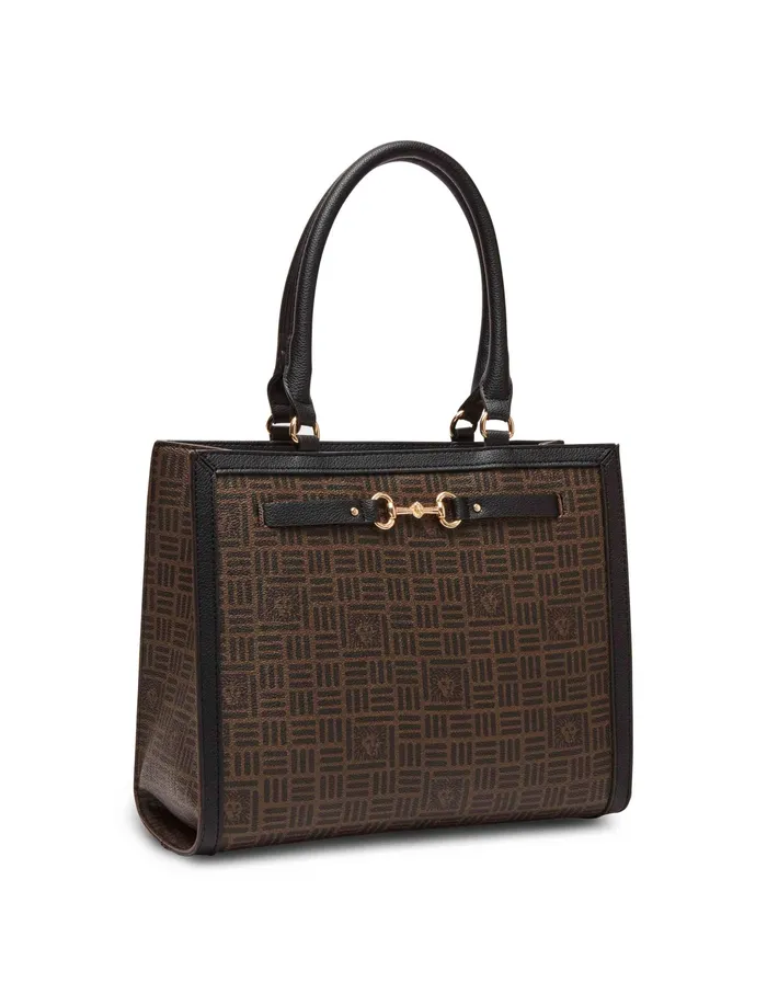 Anne Klein Medium Tile Lion Logo Shopper Tote With Horsebit Milk Chocolate Dark Chocolate Women Handbags